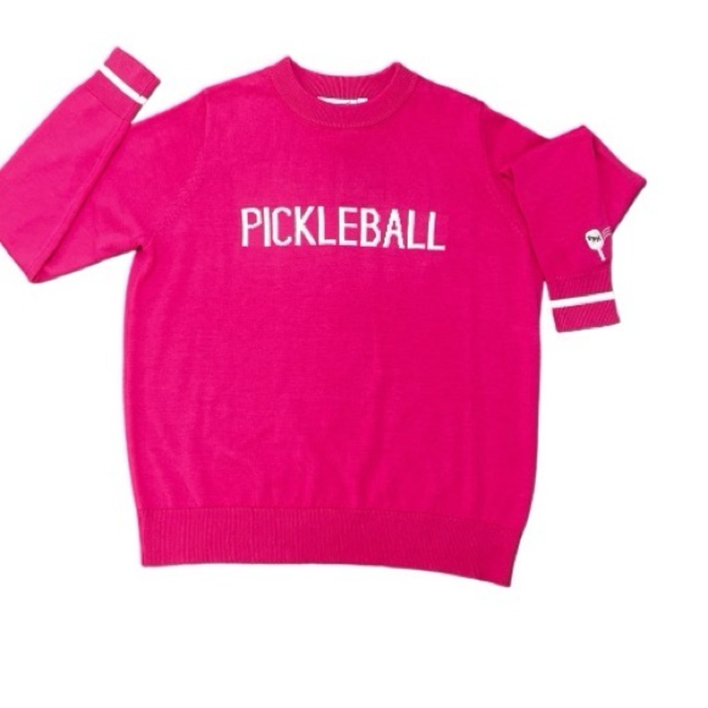 NWT Pickleball Sweater- Pink with White Lettering Size Small - Picture 2 of 3